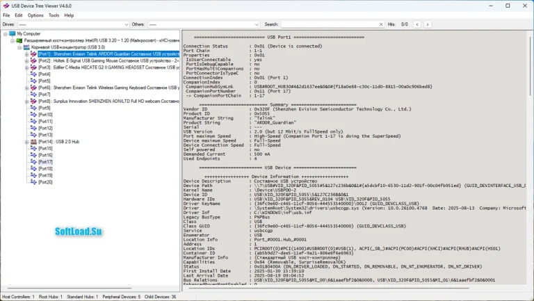USB Device Tree Viewer v4.6.0 (+ x64) для Windows